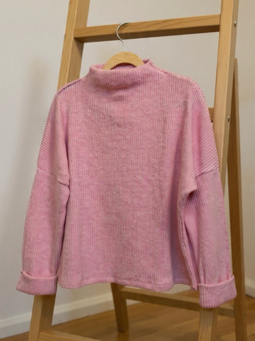 H&M Pink Ribbed Mock Neck Sweater - Picture 6 of 6